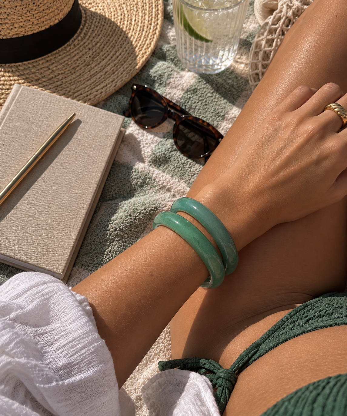 Natural Aventurine Bangle - The Gaia
