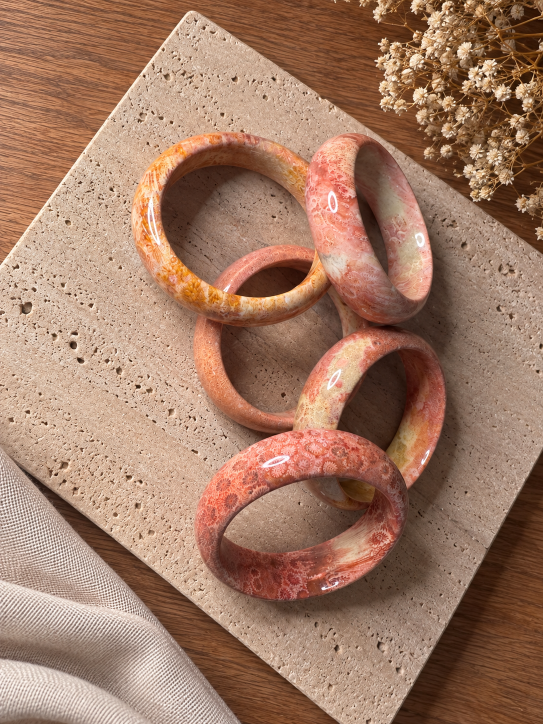 Natural Fossil Coral Bangle - The Nerina