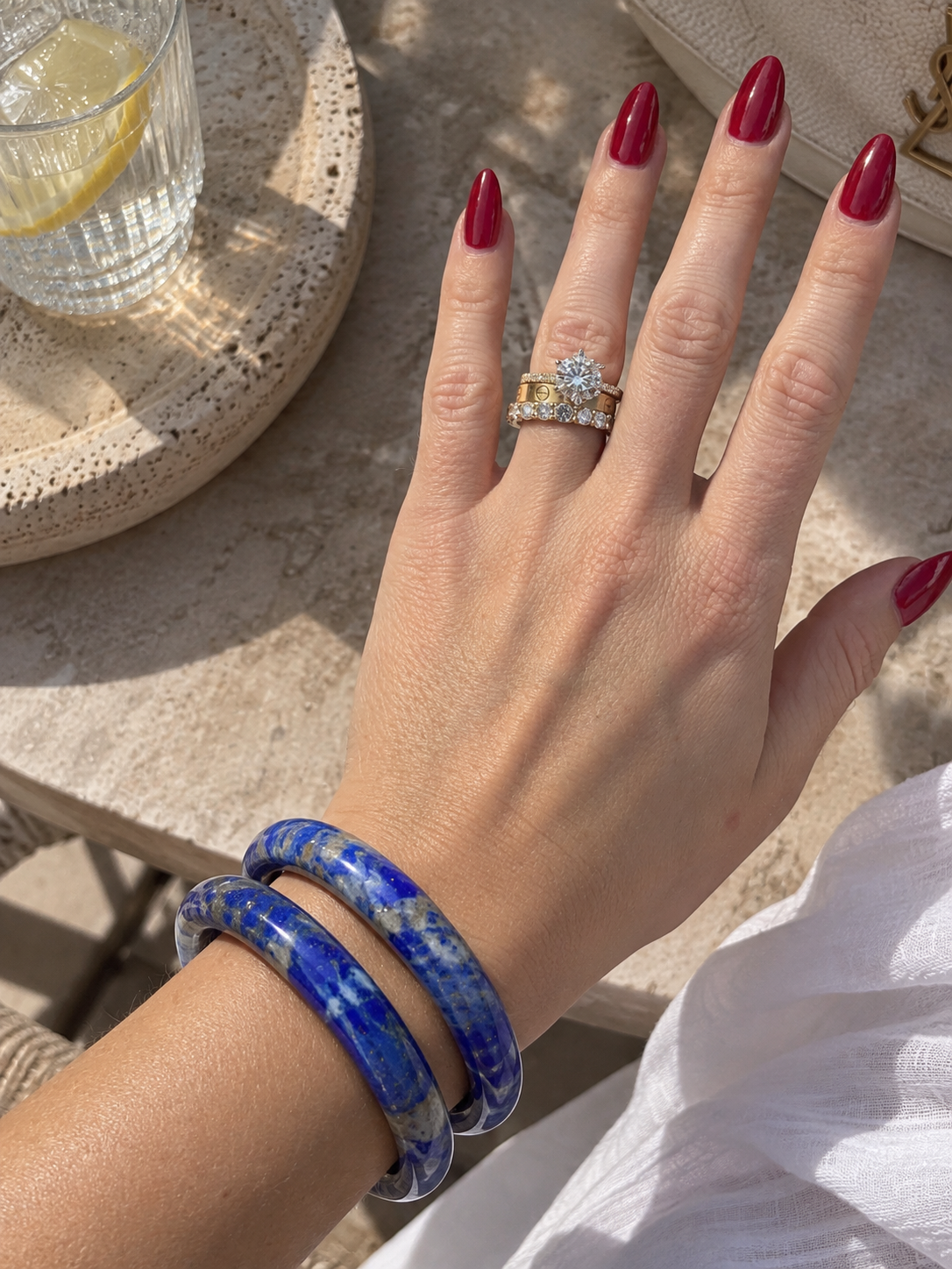 Natural Lapis Lazuli Bangle - The Athena
