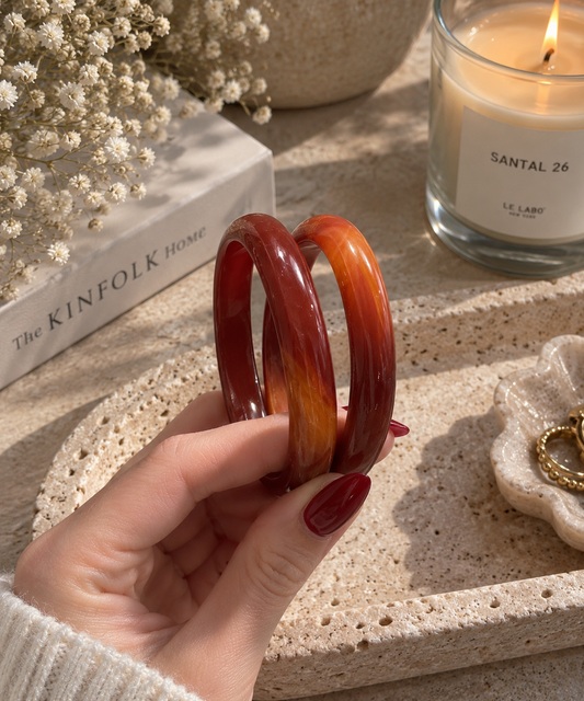 Natural Red Agate Bangle - The Circe