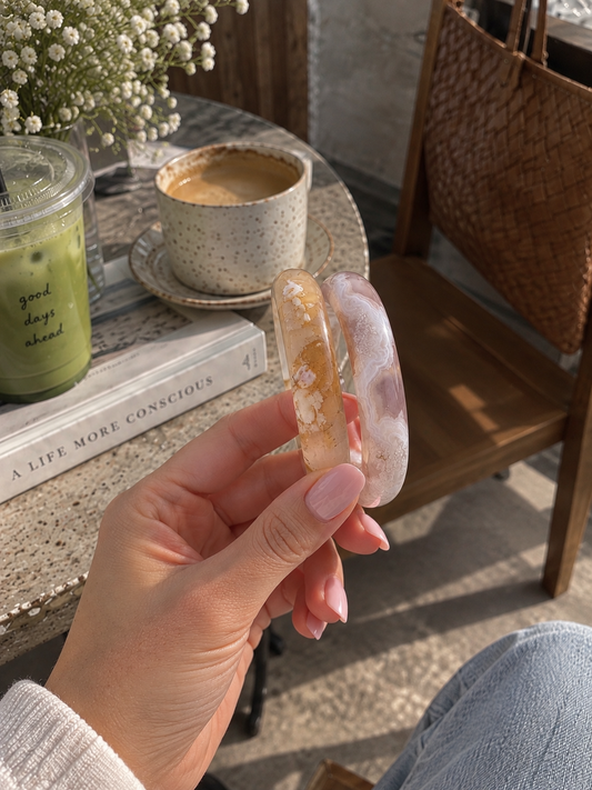 Natural Sakura Agate Bangle - The Flora