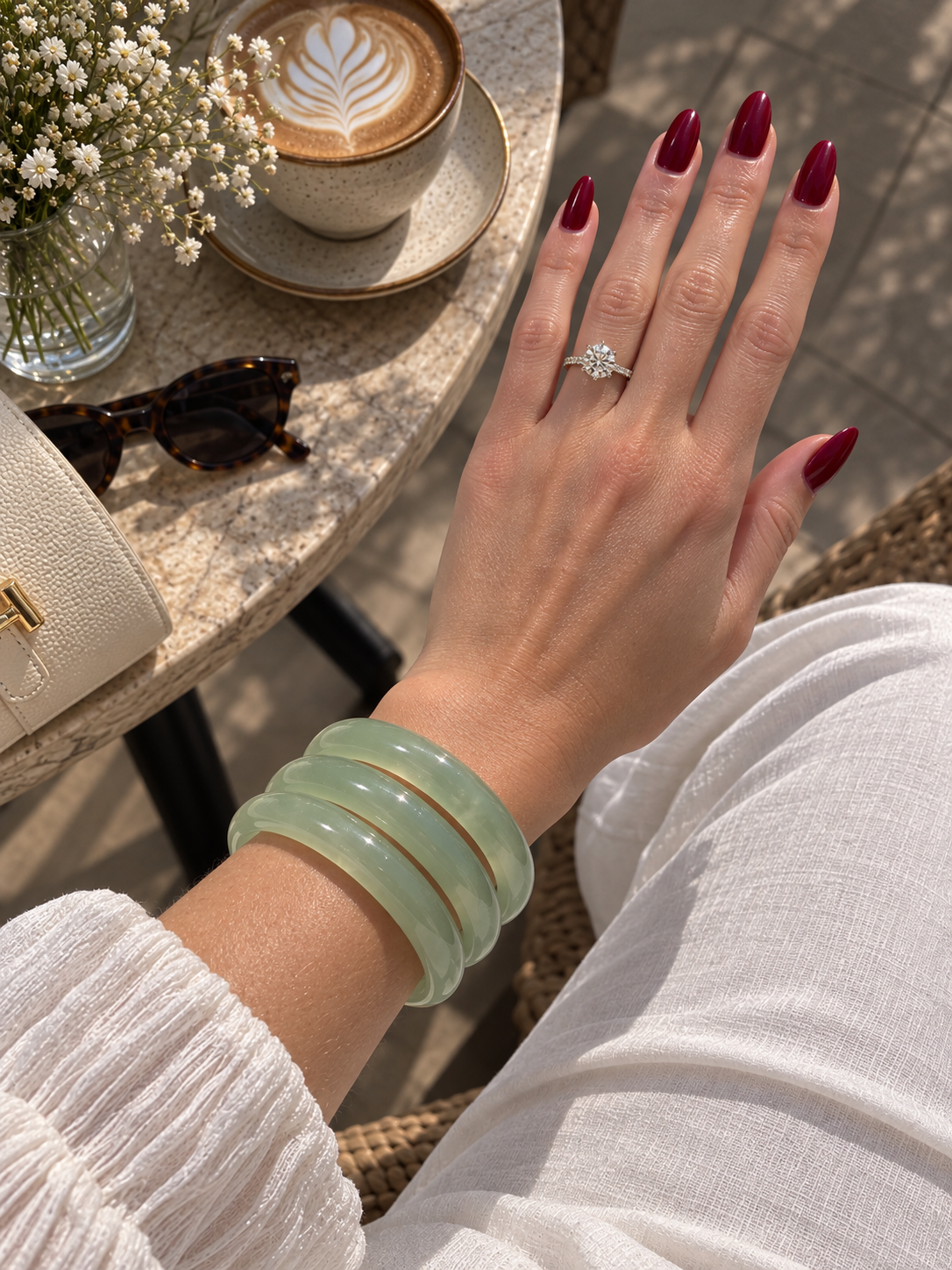 Natural Hsiuyen Jade Bangle - The Daphne