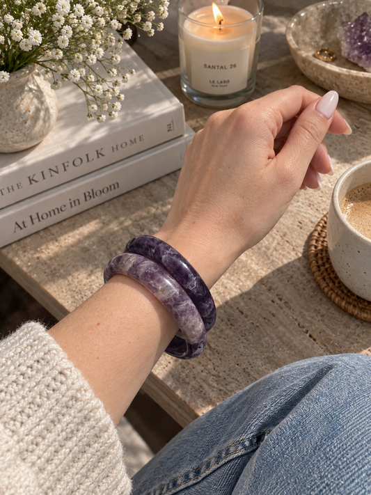 Natural Amethyst Bangle - The Selene