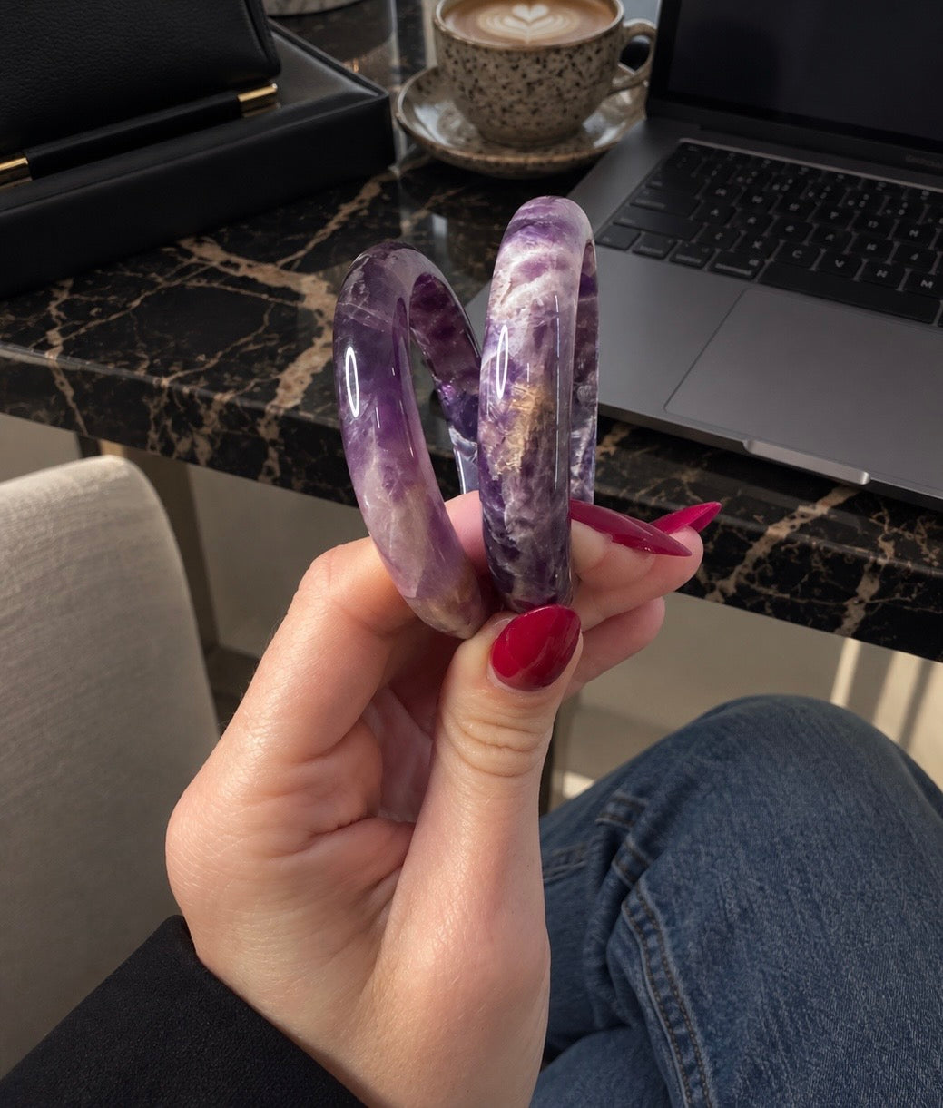 Natural Amethyst Bangle - The Selene
