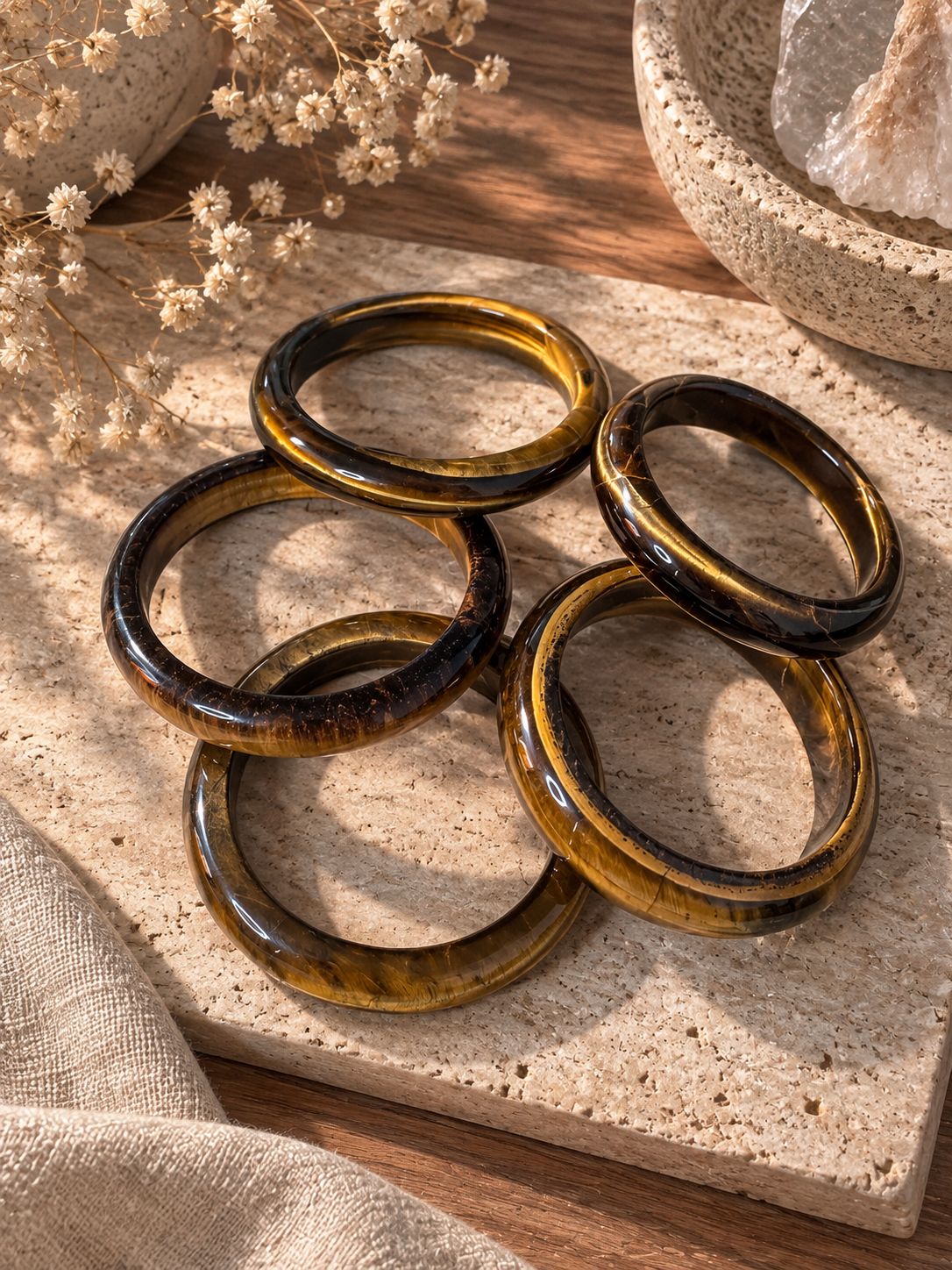 Natural Tiger Eye Bangle - The Sol