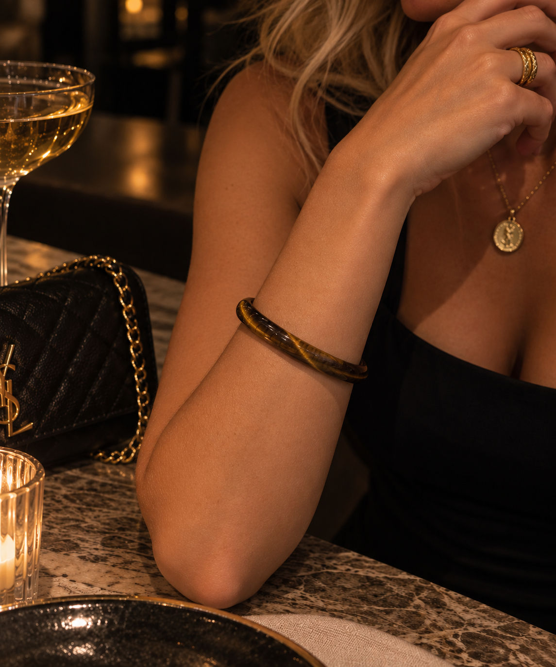 Natural Tiger Eye Bangle - The Sol