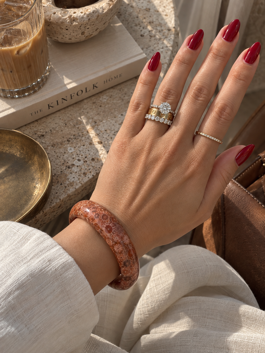 Natural Fossil Coral Bangle - The Nerina