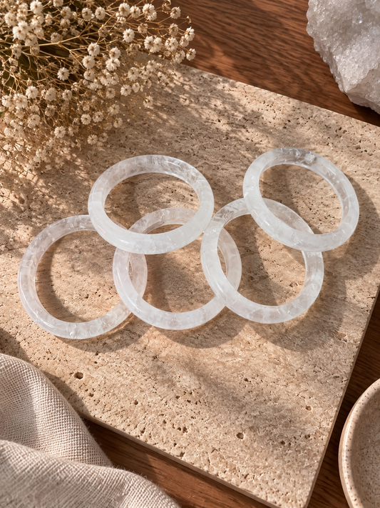 Natural Clear Quartz Bangle - The Luna