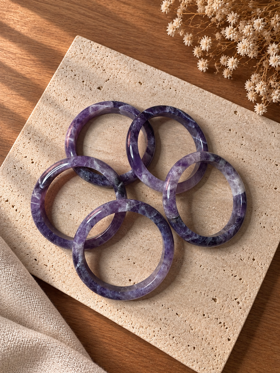 Natural Amethyst Bangle - The Selene